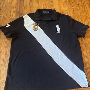 Polo Ralph Lauren Black Polo Shirt with White Stripe Classic Fit XL